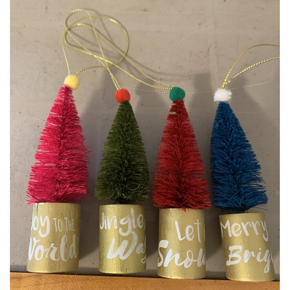 Vintage Bottle Brush Tree Ornament Christmas Table Top Decor Free Standing